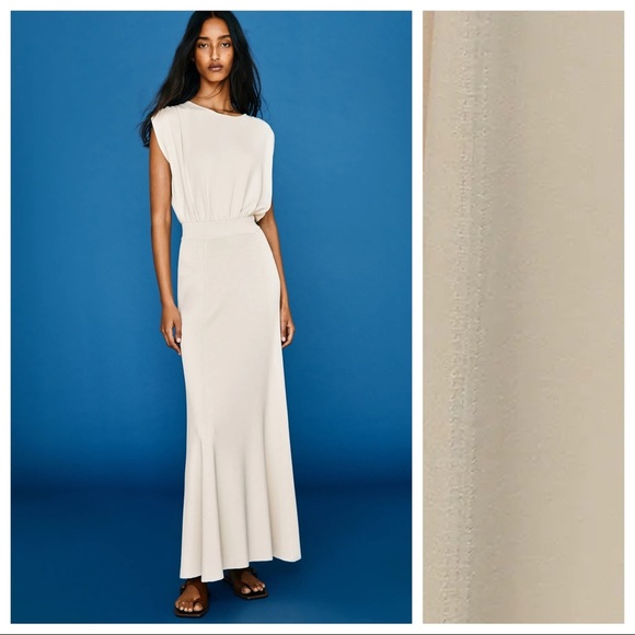 Zara Dresses & Skirts - NWT. Zara Cream High-Waisted A - line Silhouette Midi Skirt. Size S.